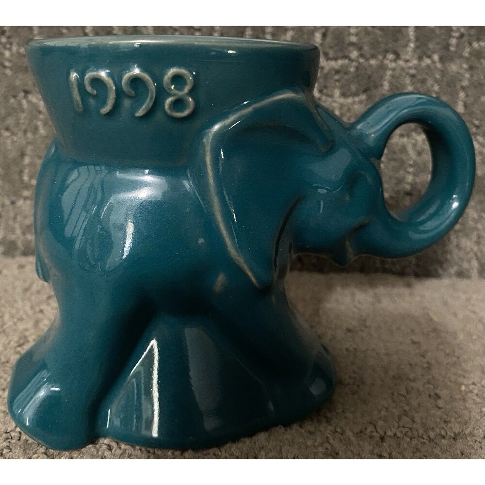Frankoma Elephant Political 1998 GOP Mug Teal Vtg